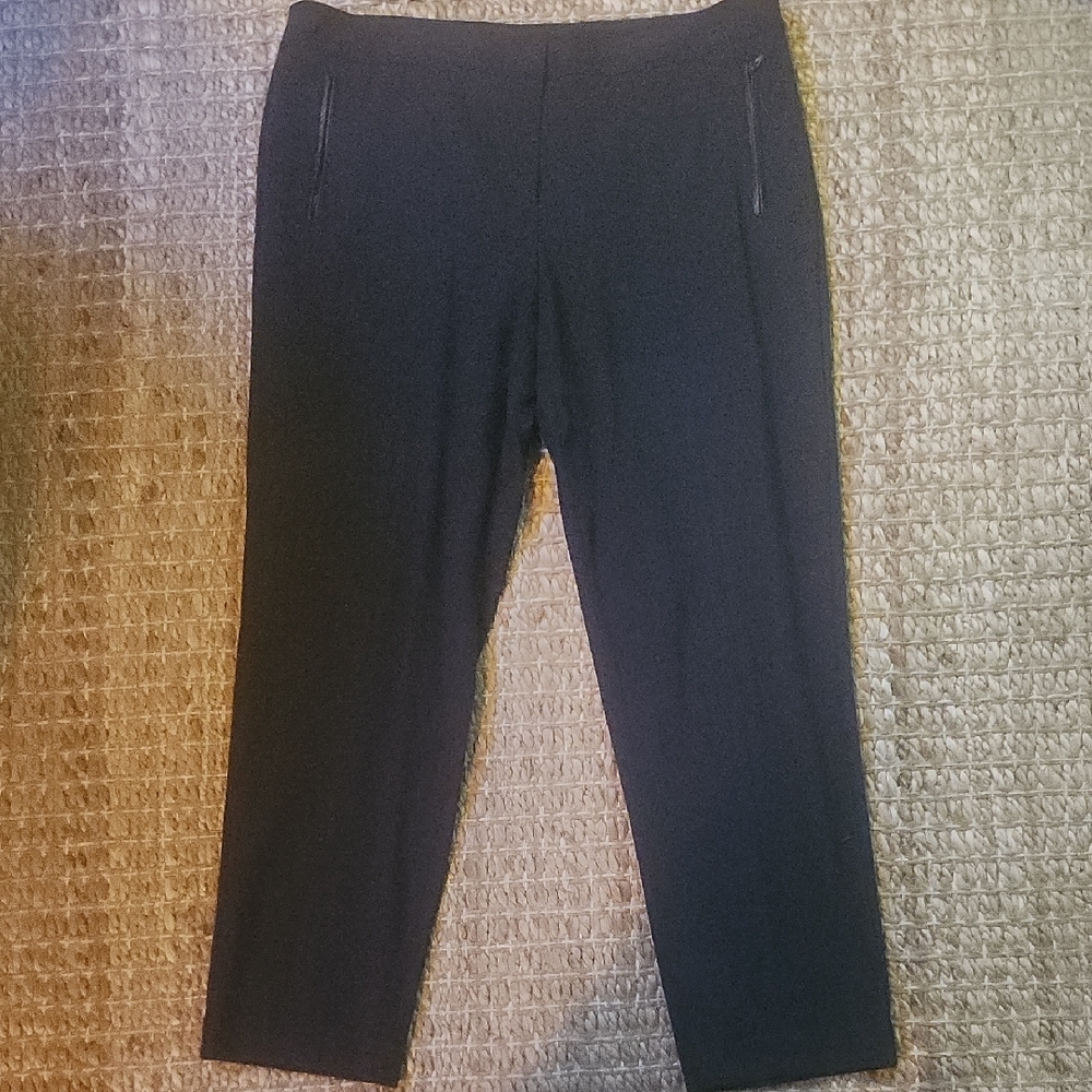 Talbots Signature Leather Trimmed Pocket Black Ankle-Length Women's Dress Pants